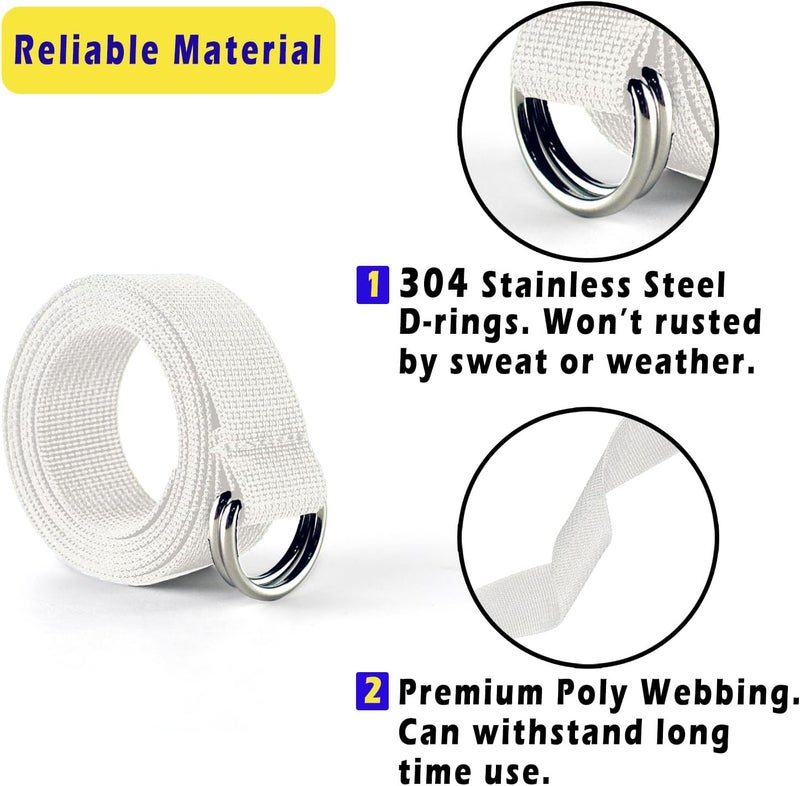 Clocean Web Football Belt with Two Stainless Steel D Rings 52' Football Pants Belt for Men Women Kids Youth Boys Girls - Image 2